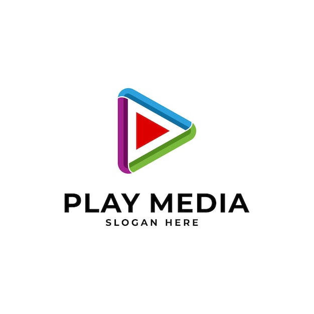 플레이 미디어 로고 템플릿 디자인
