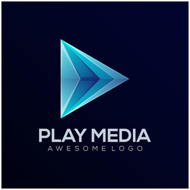 Play media tech colorful logo illustration