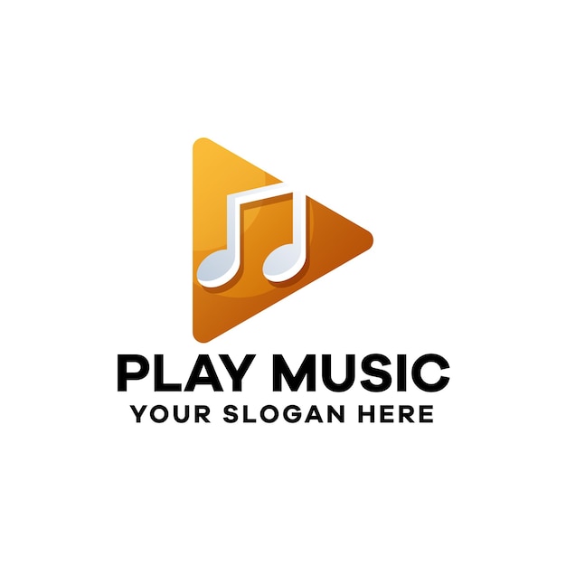 Play Music Gradient Logo Template