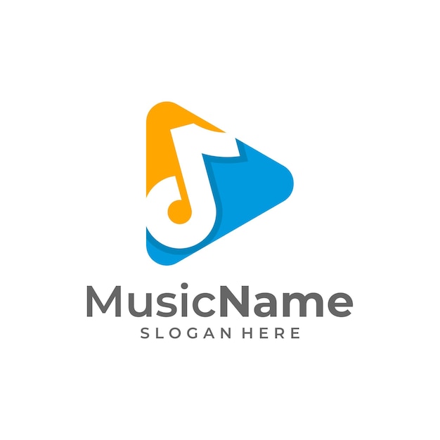 Play music logo template design vector emblem design concept creative symbol icon