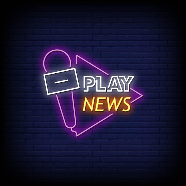 Vector play news neon signs style text