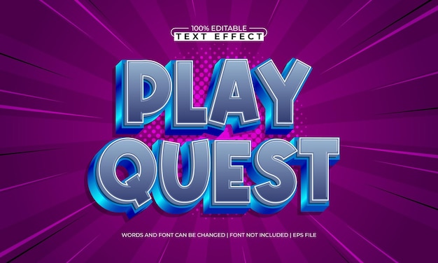 play quest editable text effect with a play and gaming text style