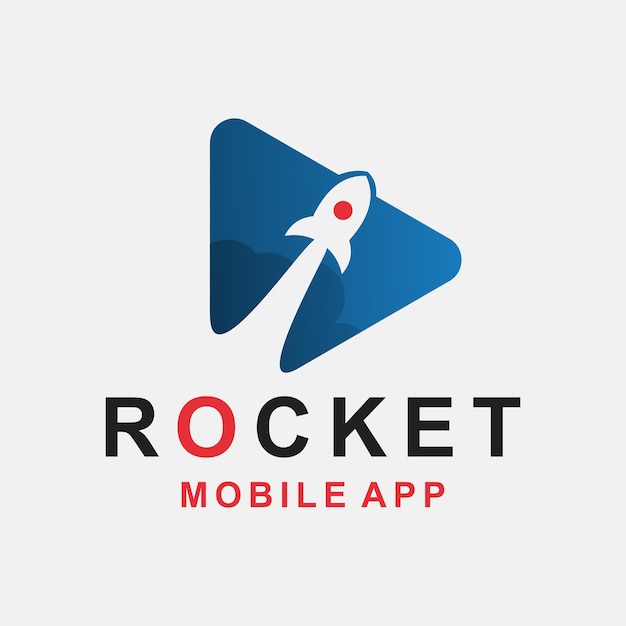 벡터 play rocket launch 로고 디자인 컨셉