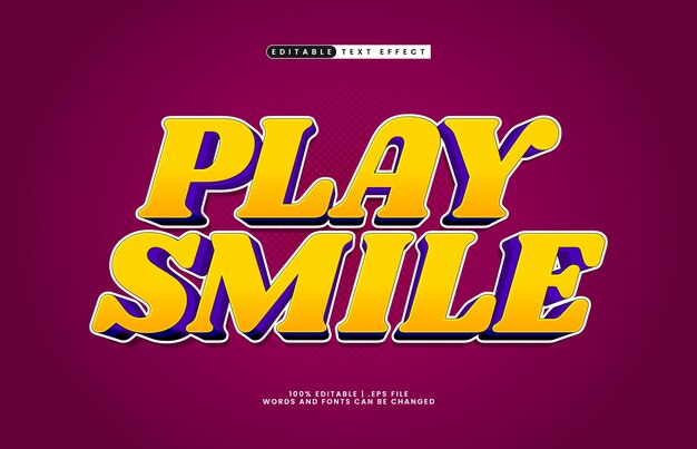 Играть улыбку редактируемый текстовый эффект с радостью и счастливым текстовым стилем