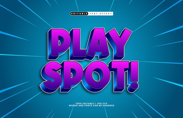 play spot editable text effect with a play and kids text style
