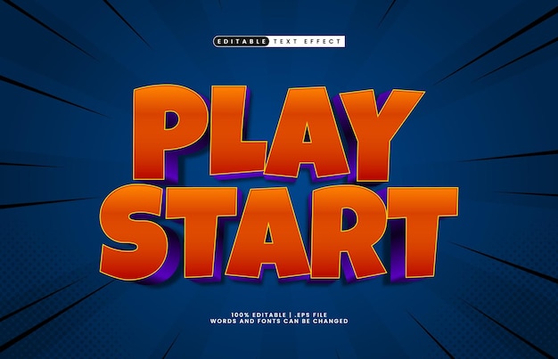 play start editable text effect with a kids and game text style
