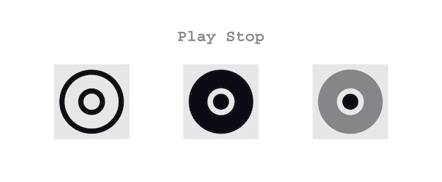 Play stop icons set