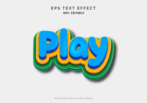 Play text effect deign 3d style