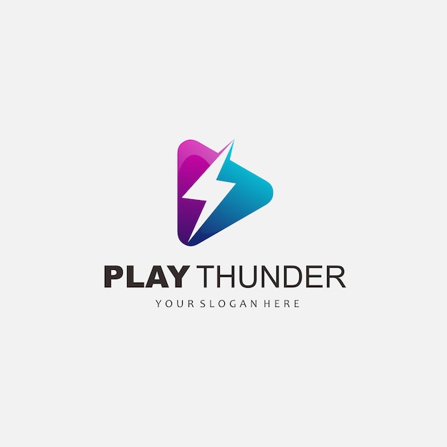 천둥 디자인 로고 그라데이션 아이콘 재생