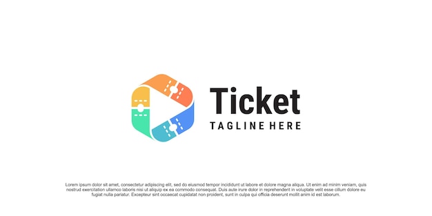 Vector play ticket logo ontwerp online ticket logo