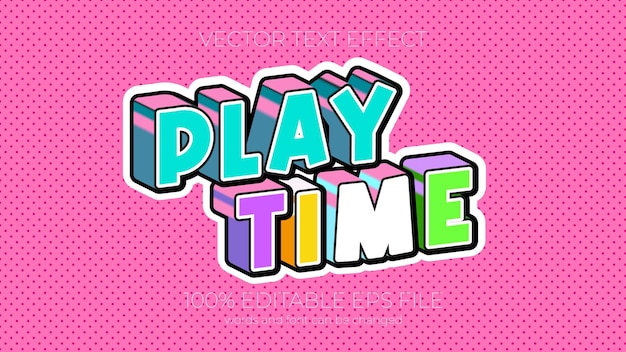 Vector play time editable text effect style eps editable text effect