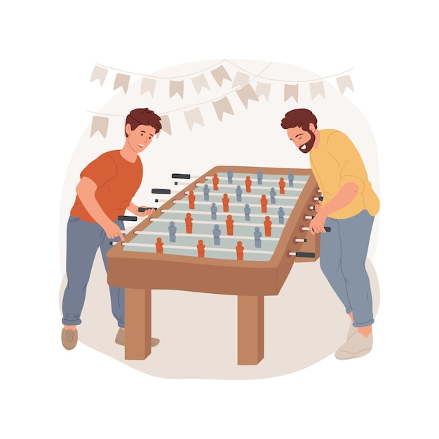 Play together isolated cartoon vector illustration dad and son playing table football father and kid