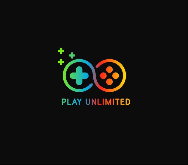 Vector play unlimited logo with 3 color gradient