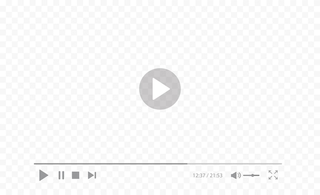 Vettore riproduci segno video isolato su sfondo trasparente interfaccia del lettore video