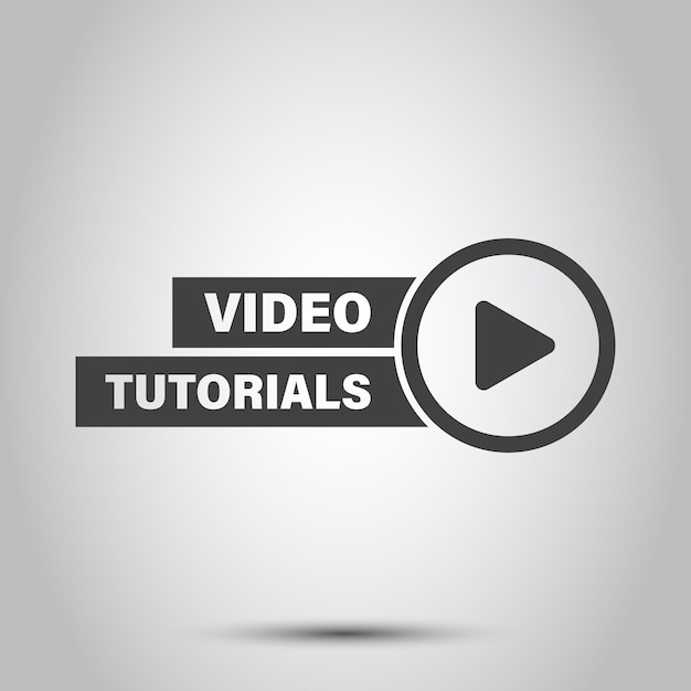 play video tutorials icon in flat style education software vector illustration on isolated background webinar training sign business concept