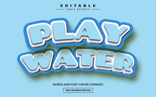 Play water 3D шаблон с редактируемым текстовым эффектом