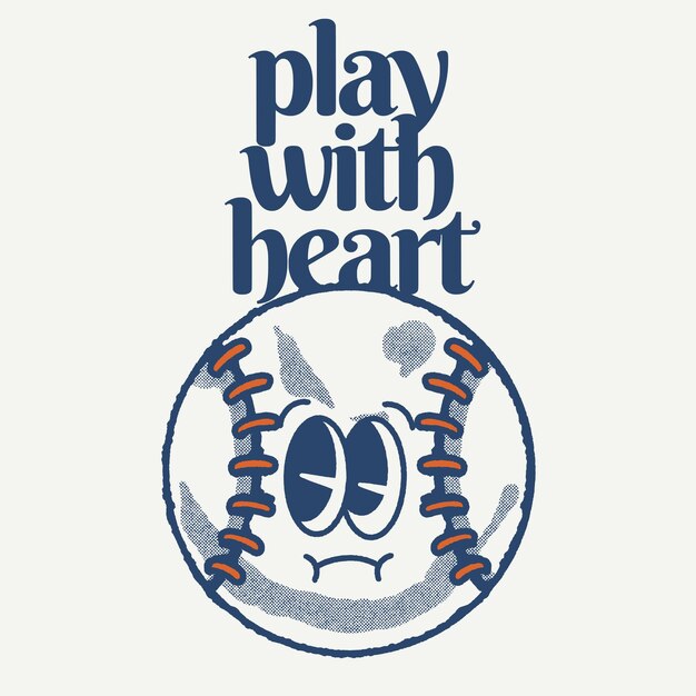 Play with Heart With Baseball Groovy Character Design