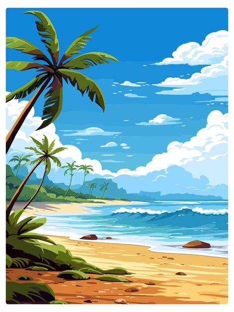 Playa bonita costa rica poster di viaggio vintage souvenir cartolina ritratto pittura illustrazione wpa