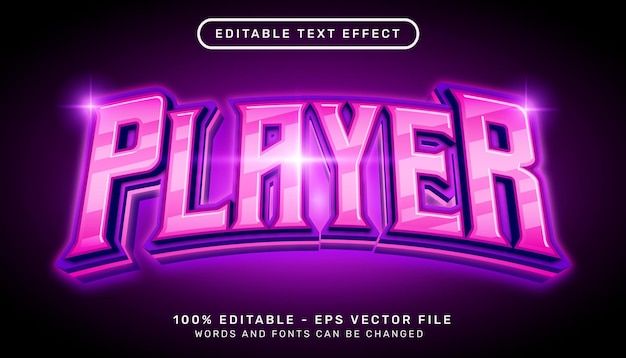 Плеер 3d текстовый эффект с фиолетовым цветом и световым эффектом