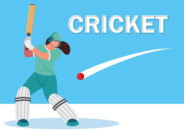 Vector player character cricket championship sports