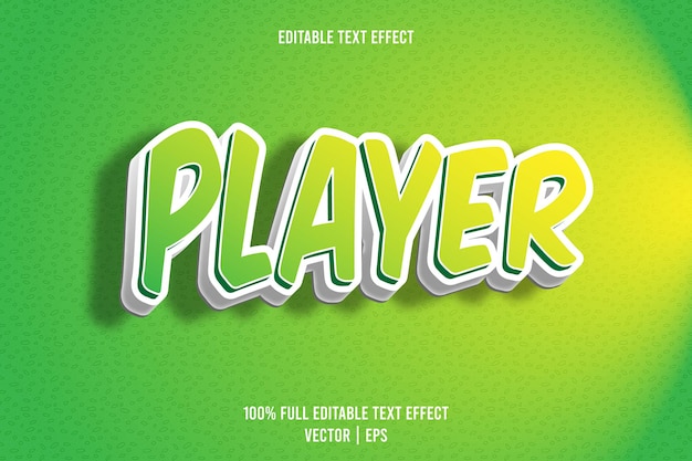 Player editable text effect 3 dimension emboss cartoon style