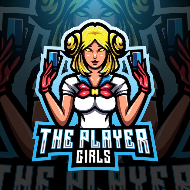 The player girls esport mascot logo