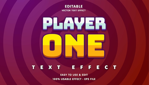 Player one editable text effect with modern and simple style