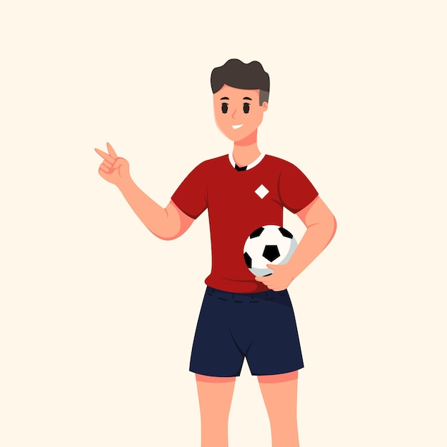 Player soccer with ball character design illustration