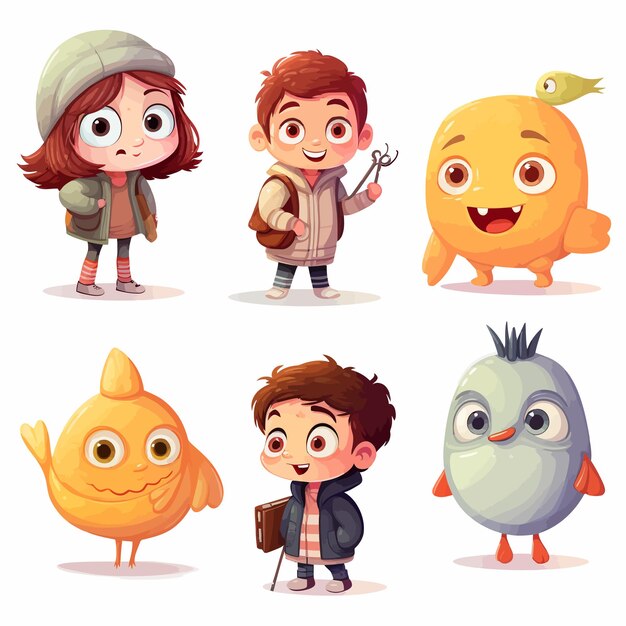 Vector playful 3d characters