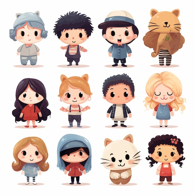 Vector playful 3d characters