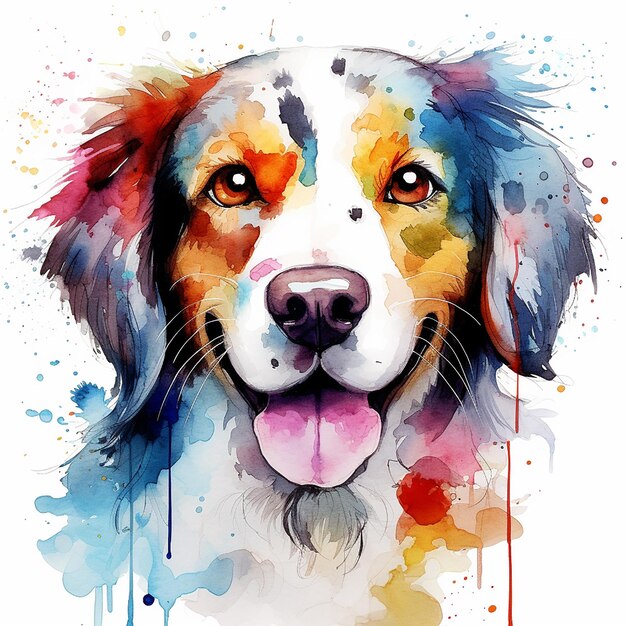 Vector playful canine artwork in a serene white setting