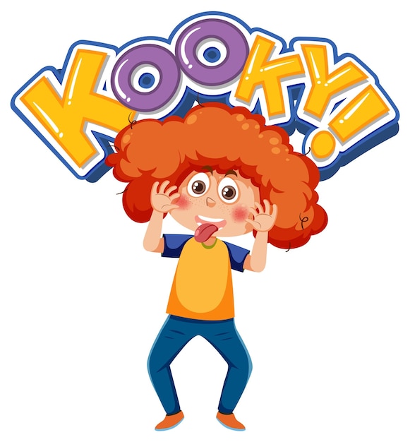 Vector playful cartoon character with kooky word expression