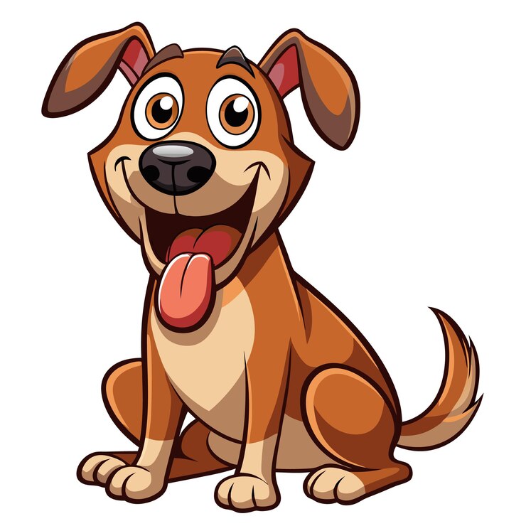 Vector playful cartoon dog illustration with big smile and happy expression for petrelated designs