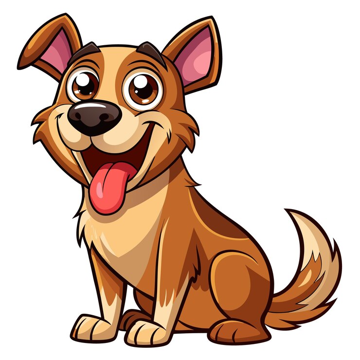 Vector playful cartoon dog illustration with big smile and happy expression for petrelated designs