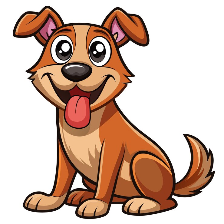 Vector playful cartoon dog illustration with big smile and happy expression for petrelated designs