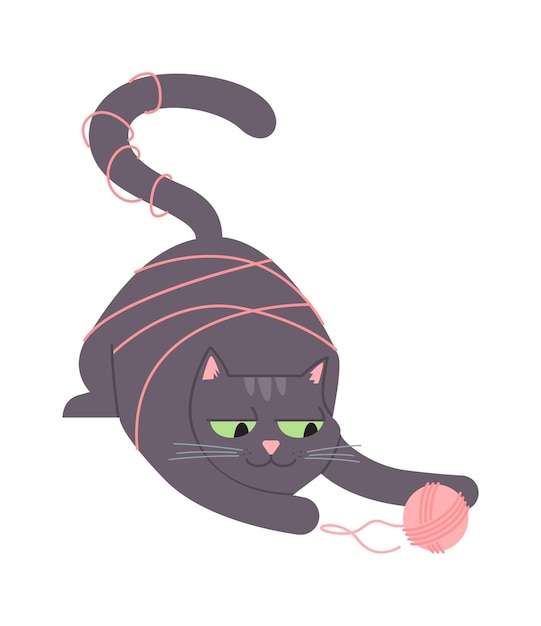 Playful Cat Character Cartoon Pet Vector illustration