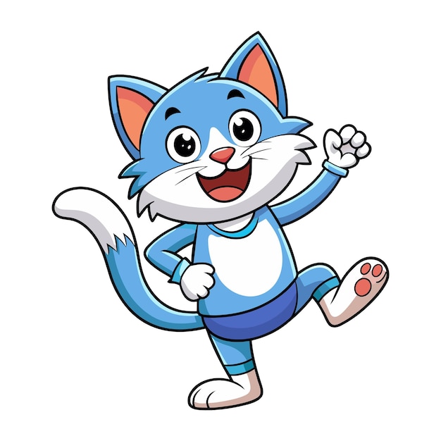 Игривая кошачья векторная иллюстрация на белом