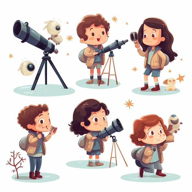 Playful_children_using_telescopes_vector