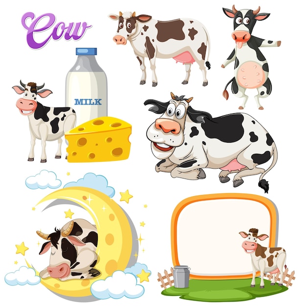 Playful Cow Illustrations and Dairy Products