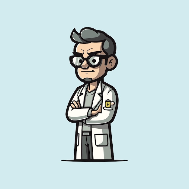 Playful and cute young asian doctor cartoon vector