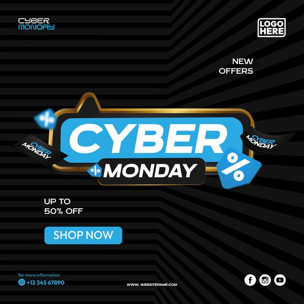 Banner divertenti con offerte per il cyber monday