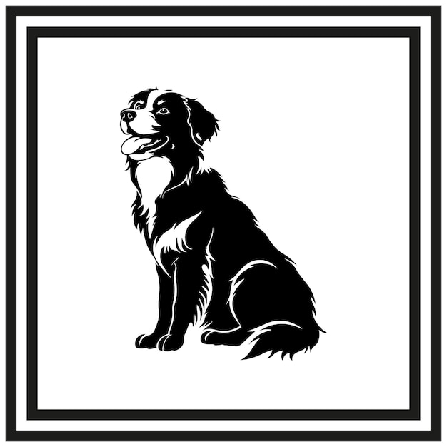 Vector playful dog silhouette clipart on a white background