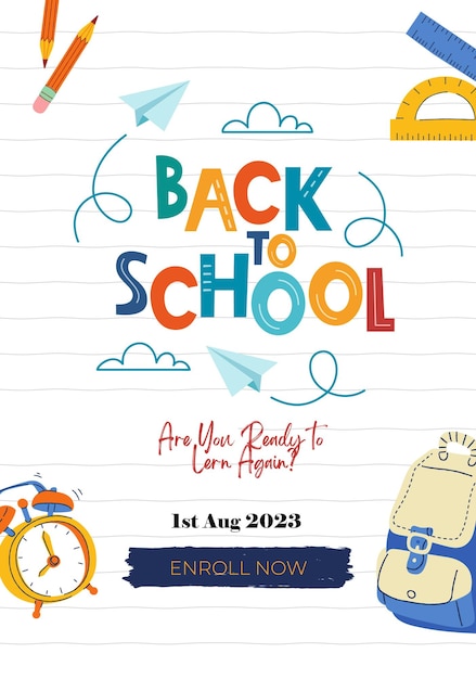 Playful Illustrative Back To School Flyer Portrait