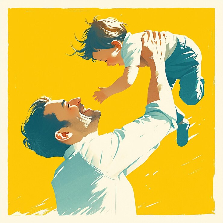 Vector playful interactions of father and child