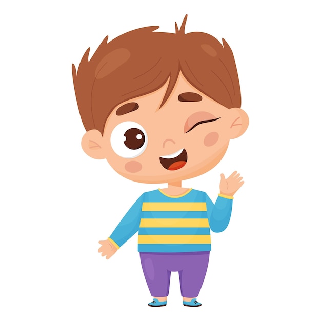 Playful joyful boy winks Male character emotion