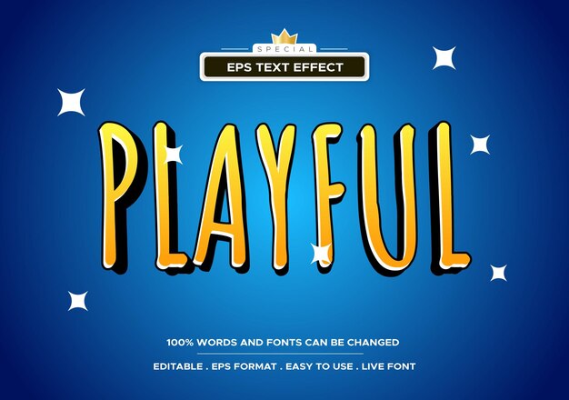 Vector playful kids zone text effect full editable yellow background
