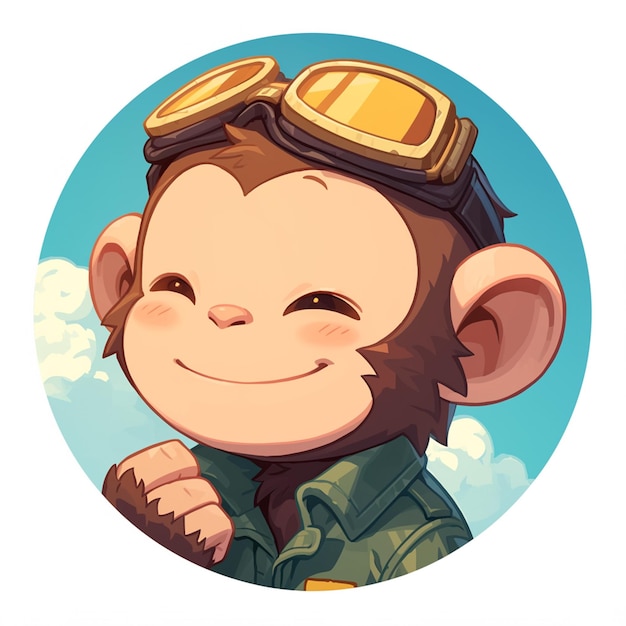 Играющий пилот-обезьяна в стиле мультфильма
