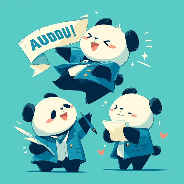 Vector a playful panda accountant cartoon style