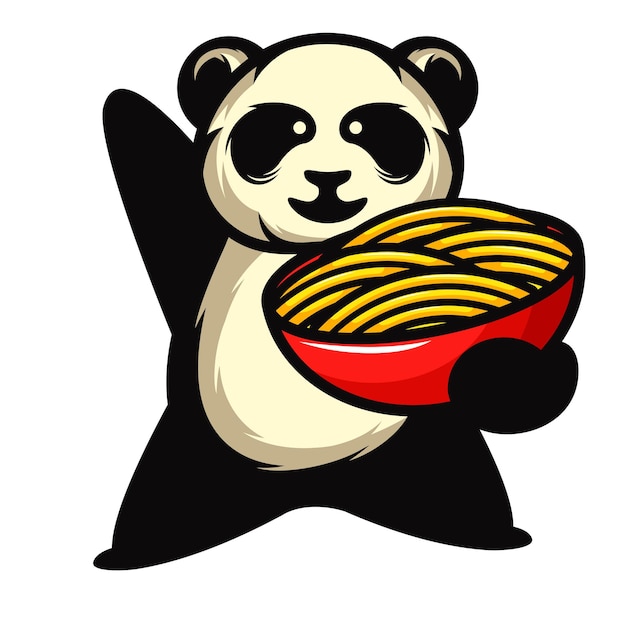 playful panda bear baby with bamboo cartoon vector