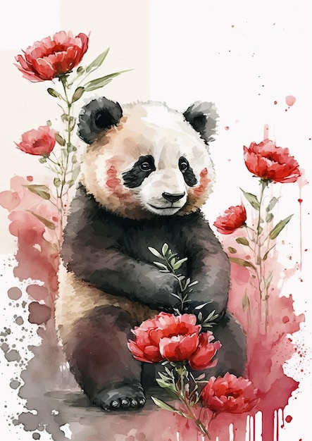 Playful Panda Watercolor Art Vector Design